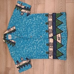 1950s NAPILI The Ritz White Blue Hawaiian Abstract Medium Shirt‎ VTG RARE
